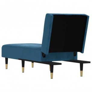 Chaise longue bleu velours