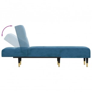 Chaise longue bleu velours