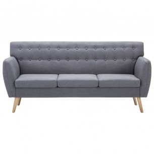Canapé à 3 places revêtement en tissu 172x70x82 cm gris clair