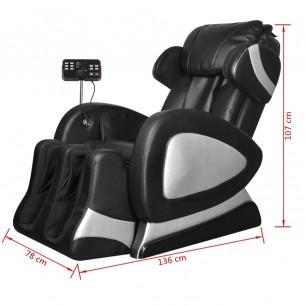 Fauteuil de massage avec écran Noir Similicuir