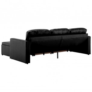 Canapé-lit modulaire 3 places Noir Similicuir