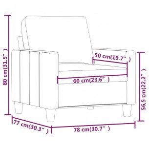 Fauteuil Crème 60 cm Similicuir