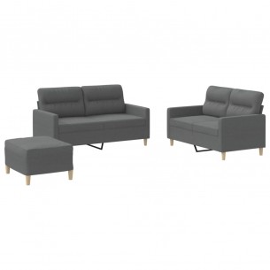 Ensemble de canapés 3 pcs avec coussins Gris foncé Tissu