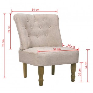 Fauteuil de style France Crème Tissu