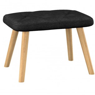Chaise de relaxation avec tabouret Noir Tissu