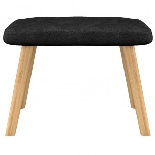 Chaise de relaxation avec tabouret Noir Tissu