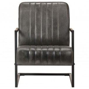 Fauteuil cantilever Gris Cuir véritable