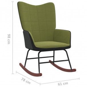 Chaise à bascule Vert clair Velours et PVC