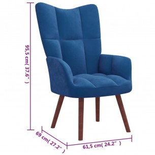 Chaise de relaxation Bleu Velours