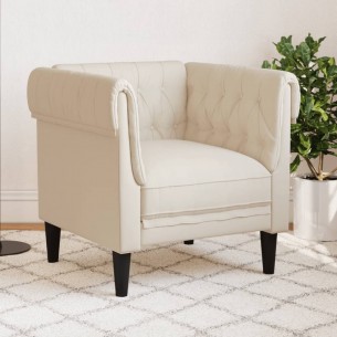 Fauteuil Chesterfield crème tissu