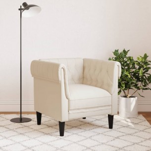 Fauteuil Chesterfield crème tissu