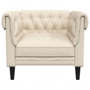 Fauteuil Chesterfield crème tissu