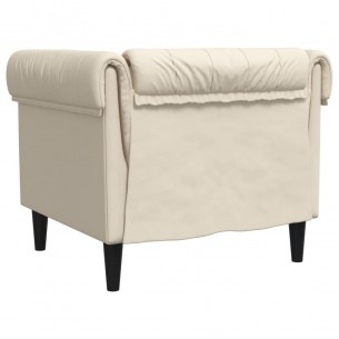 Fauteuil Chesterfield crème tissu