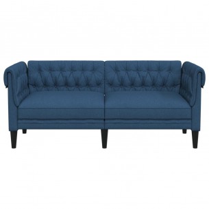 Canapé Chesterfield 2 places bleu tissu