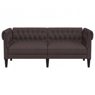 Canapé Chesterfield 2 places marron foncé tissu