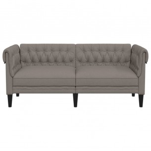 Canapé Chesterfield 2 places taupe tissu