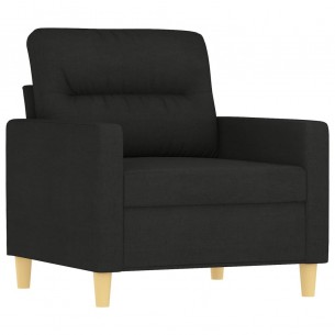 Ensemble de canapés 4 pcs avec coussins noir tissu