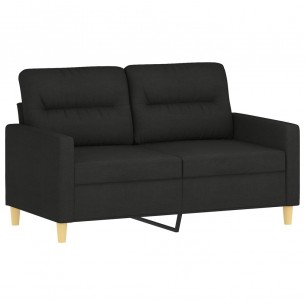 Ensemble de canapés 4 pcs avec coussins noir tissu