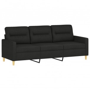 Ensemble de canapés 4 pcs avec coussins noir tissu