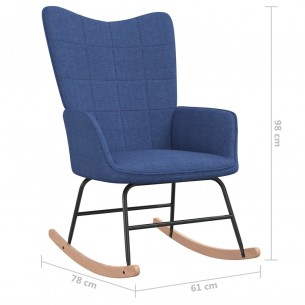 Chaise à bascule avec tabouret Bleu Tissu