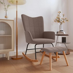 Chaise à bascule avec tabouret Taupe Tissu