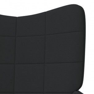 Chaise de relaxation avec tabouret Noir Tissu