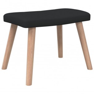 Chaise de relaxation avec tabouret Noir Tissu