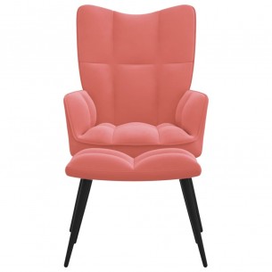 Chaise de relaxation avec repose-pied Rose Velours