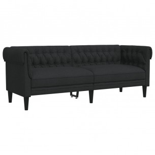 Canapé Chesterfield 3 places noir tissu