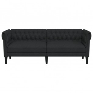 Canapé Chesterfield 3 places noir tissu