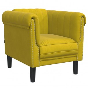 Fauteuil jaune velours