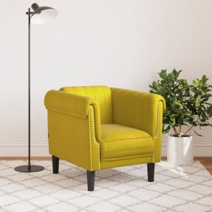 Fauteuil jaune velours