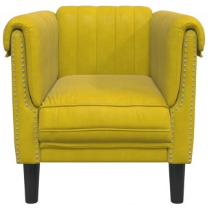 Fauteuil jaune velours