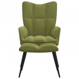 Chaise de relaxation avec repose-pied Vert clair Velours