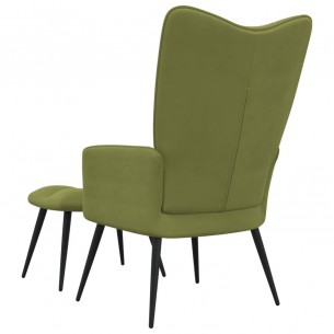 Chaise de relaxation avec repose-pied Vert clair Velours