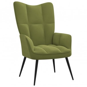 Chaise de relaxation avec repose-pied Vert clair Velours