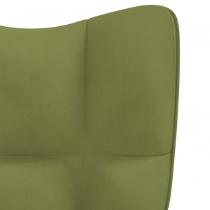 Chaise de relaxation avec repose-pied Vert clair Velours
