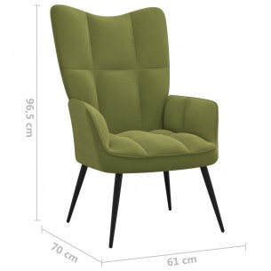 Chaise de relaxation avec repose-pied Vert clair Velours