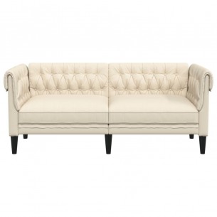 Canapé Chesterfield 2 places crème tissu