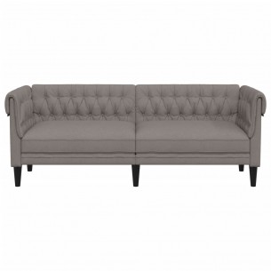 Canapé Chesterfield 3 places taupe tissu