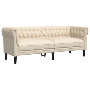 Canapé Chesterfield 3 places crème tissu