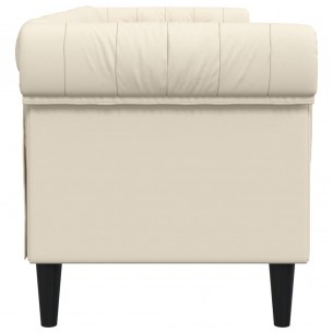 Canapé Chesterfield 3 places crème tissu