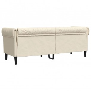 Canapé Chesterfield 3 places crème tissu