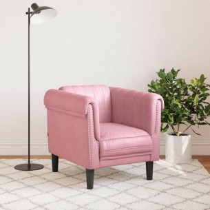 Fauteuil rose velours