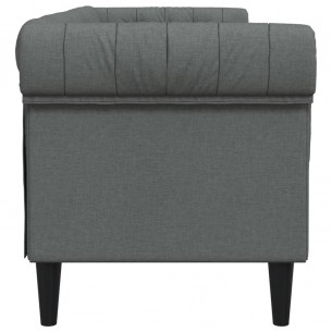 Canapé Chesterfield 3 places gris foncé tissu