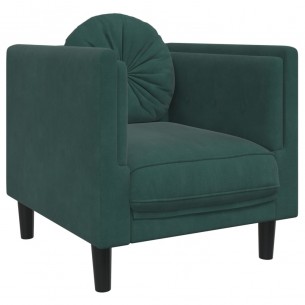 Fauteuil avec coussin vert foncé velours