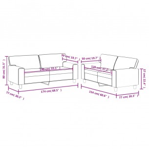 Ensemble de canapés 2 pcs rouge bordeaux similicuir