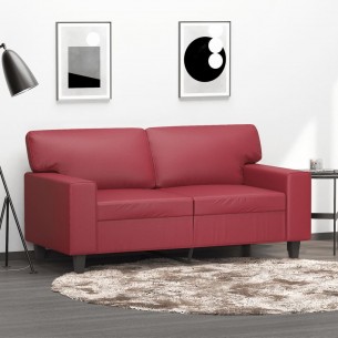 Canapé à 2 places Rouge bordeaux 120 cm Similicuir