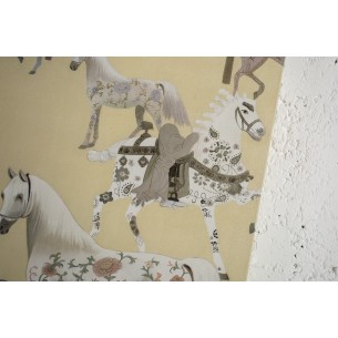 Tableau décoratif 90x120 cm en tissu beige "Chevaux" Tableau décoratif 90x120 cm en tissu beige "Chevaux"