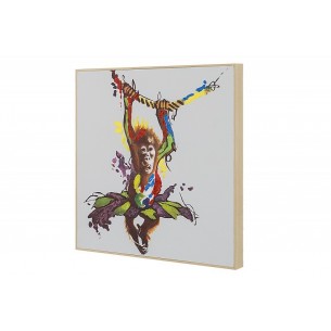 Tableau design motif singe de 50cm multicouleur en toile